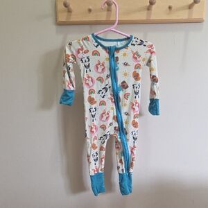 Summer Puppy One Piece with Blue Accents